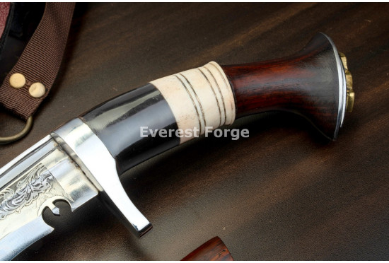 Hand-Forged Angkhola Khukuri, Etched Blade