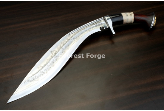 Hand-Forged Angkhola Khukuri, Etched Blade