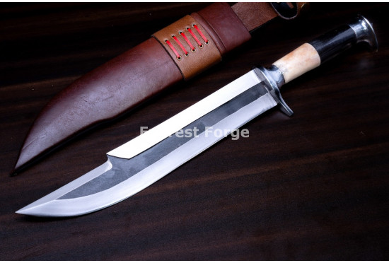 Hand-Forged Fantasy Bowie Knife, Horn and Bone Handle