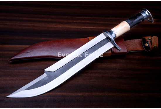 Hand-Forged Fantasy Bowie Knife, Horn and Bone Handle