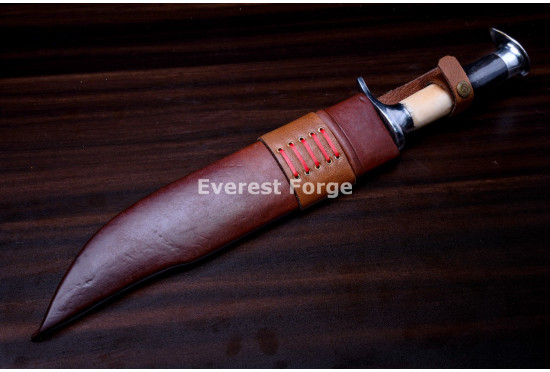 Hand-Forged Fantasy Bowie Knife, Horn and Bone Handle