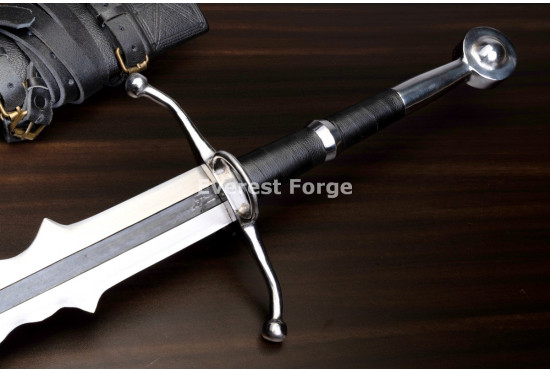 Hand-Forged Flamberge Longsword, Slotted Blade