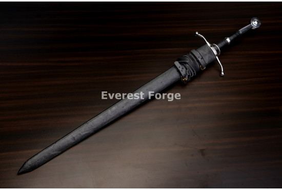 Hand-Forged Flamberge Longsword, Slotted Blade