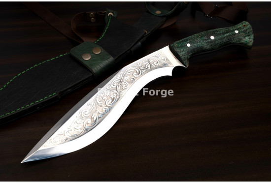 Hand-Forged Chirra Kukri, Full-Tang Slab Hilt