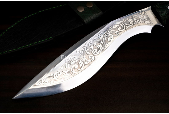 Hand-Forged Chirra Kukri, Full-Tang Slab Hilt