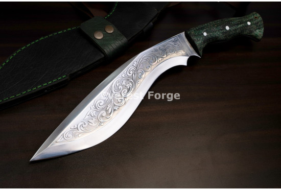 Hand-Forged Chirra Kukri, Full-Tang Slab Hilt