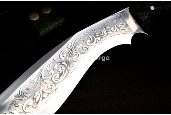 Hand-Forged Chirra Kukri, Full-Tang Slab Hilt