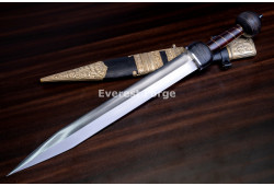 Hand-Forged Roman Gladius Sword, Brass-Fitted Scabbard