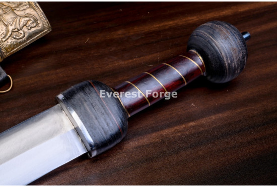 Hand-Forged Roman Gladius Sword, Brass-Fitted Scabbard