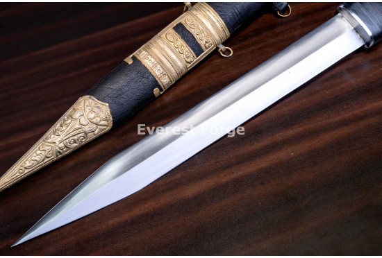 Hand-Forged Roman Gladius Sword, Brass-Fitted Scabbard