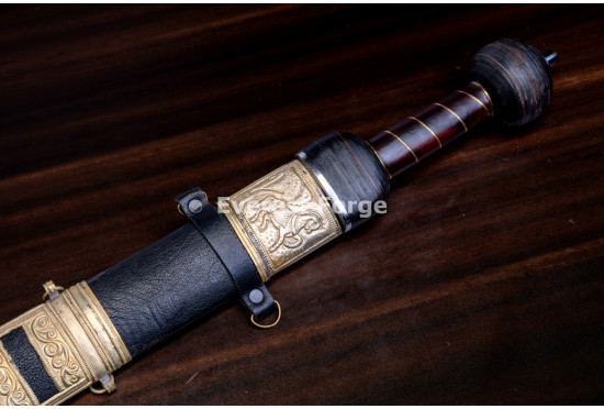 Hand-Forged Roman Gladius Sword, Brass-Fitted Scabbard