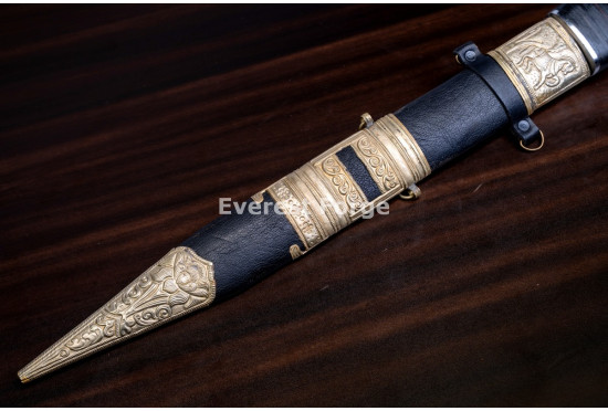 Hand-Forged Roman Gladius Sword, Brass-Fitted Scabbard