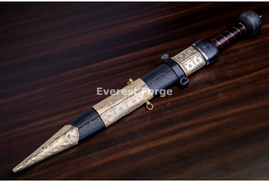Hand-Forged Roman Gladius Sword, Brass-Fitted Scabbard