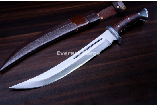 Hand-Forged Hunting Knife, Curved Fullered Blade