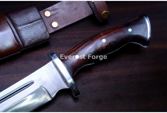 Hand-Forged Hunting Knife, Curved Fullered Blade
