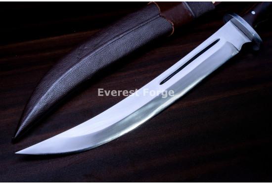 Hand-Forged Hunting Knife, Curved Fullered Blade