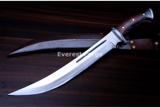 Hand-Forged Hunting Knife, Curved Fullered Blade