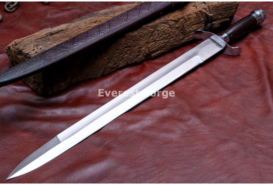 Hand-Forged Hunting Hanger Sword – Full-Tang 5160 Blade with Knuckle-Bow Guard
