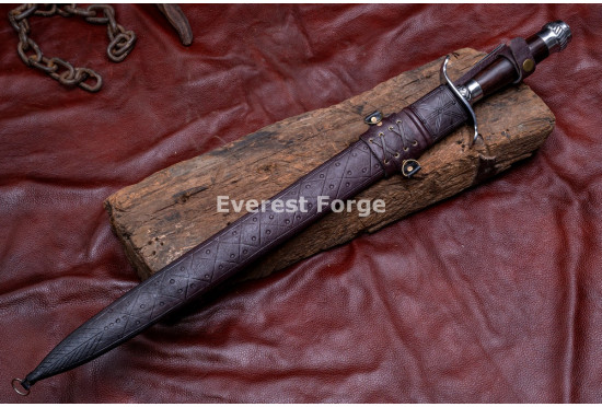 Hand-Forged Hunting Hanger Sword – Full-Tang 5160 Blade with Knuckle-Bow Guard