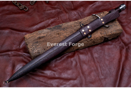 Hand-Forged Hunting Hanger Sword – Full-Tang 5160 Blade with Knuckle-Bow Guard