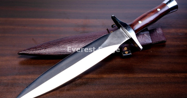 Hand-Forged Hunting Dagger | Rosewood Handle, 5160 Steel