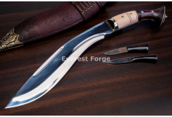 Hand-Forged Chainpure Kukri Knife, White Metal Fittings