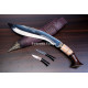 Hand-Forged Chainpure Kukri Knife, White Metal Fittings