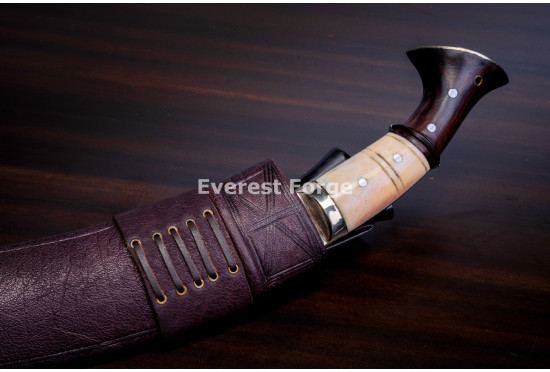 Hand-Forged Chainpure Kukri Knife, White Metal Fittings