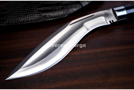 Hand-Forged Ang Khola Kukri Knife, Black Horn Handle