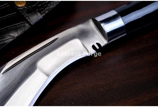 Hand-Forged Ang Khola Kukri Knife, Black Horn Handle