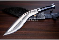 Hand-Forged Ang Khola Kukri Knife, Black Horn Handle
