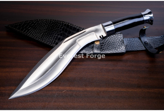 Hand-Forged Ang Khola Kukri Knife, Black Horn Handle