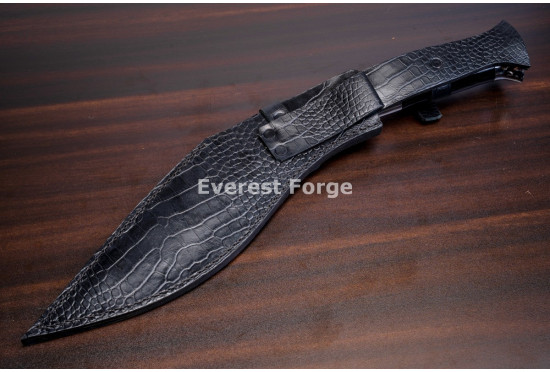 Hand-Forged Ang Khola Kukri Knife, Black Horn Handle