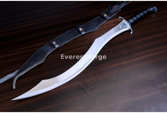 Hand-Forged Fantasy Khopesh, Sculpted Guard
