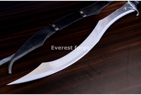 Hand-Forged Fantasy Khopesh, Sculpted Guard