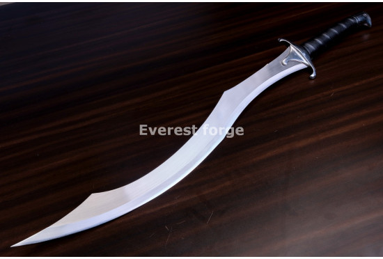 Hand-Forged Fantasy Khopesh, Sculpted Guard