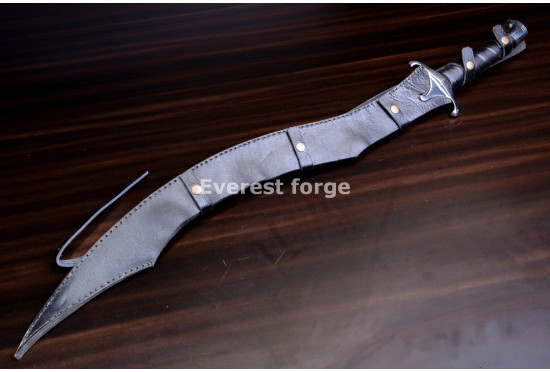 Hand-Forged Fantasy Khopesh, Sculpted Guard