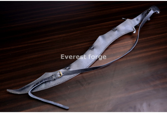 Hand-Forged Fantasy Khopesh, Sculpted Guard