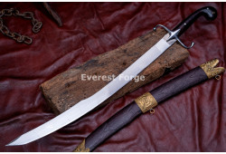 Hand-Forged Ottoman Kilij Sword – Full-Tang 5160 Curved Sabre with Rosewood Handle