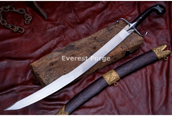 Hand-Forged Ottoman Kilij Sword – Full-Tang 5160 Curved Sabre with Rosewood Handle