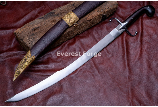 Hand-Forged Ottoman Kilij Sword – Full-Tang 5160 Curved Sabre with Rosewood Handle