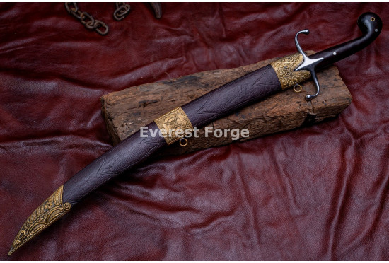 Hand-Forged Ottoman Kilij Sword – Full-Tang 5160 Curved Sabre with Rosewood Handle