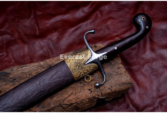 Hand-Forged Ottoman Kilij Sword – Full-Tang 5160 Curved Sabre with Rosewood Handle