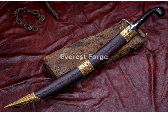 Hand-Forged Ottoman Kilij Sword – Full-Tang 5160 Curved Sabre with Rosewood Handle