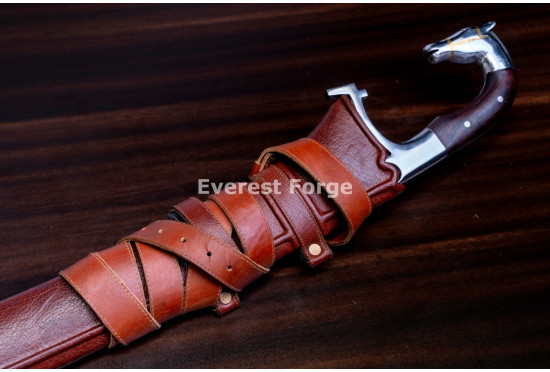 Hand-Forged Iberian Falcata Sword with Horse-Head Pommel