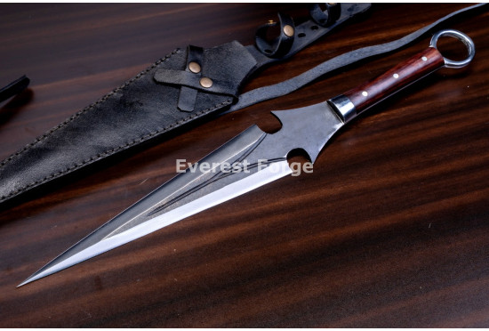 Hand-Forged Ninja Kunai Dagger, Ring Pommel