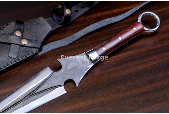 Hand-Forged Ninja Kunai Dagger, Ring Pommel