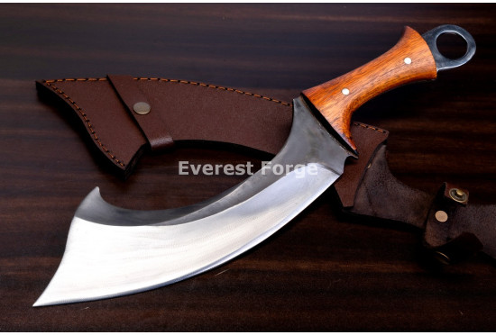 Hand-Forged Khopesh-Style Chopper, Ring Pommel