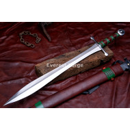 Hand-Forged Fantasy Leaf-Blade Sword, Hand-and-a-Half Hilt