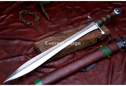 Hand-Forged Fantasy Leaf-Blade Sword, Hand-and-a-Half Hilt